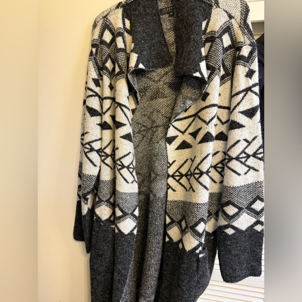 Joseph A Cozy Black and White Patterned Sweater Cardigan Womens Sz XL